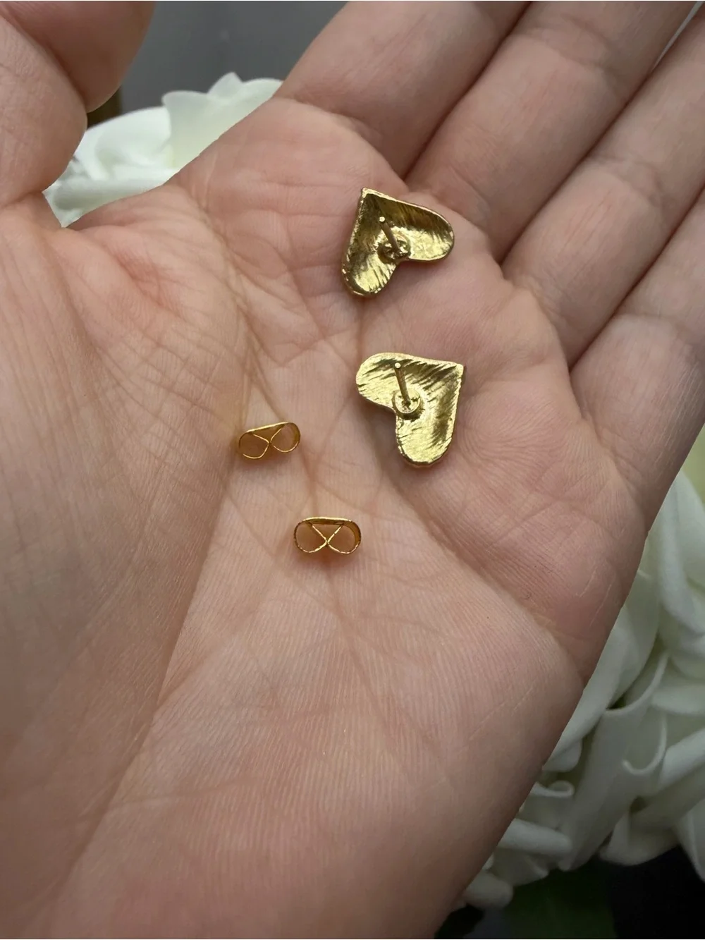 Heart-Shaped Gold Crystal Stud Earrings - Women Jewelry
